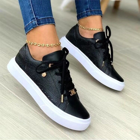 Baskets Élégantes en Cuir Noir – Alliance Parfaite de Style et Confort